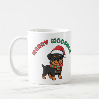 クリスマスロットワイラーマグ:メリーウーフマス コーヒーマグカップ