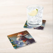 クリスマスロバ1 スクエアペーパーコースター (インサイチュ)