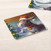 クリスマスロバ1 スクエアペーパーコースター (アングル)