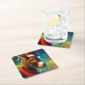 クリスマスロバ3 スクエアペーパーコースター (インサイチュ)