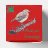 クリスマスロビンとアイビー葉のイラストレーション フェイバーボックス (上部)