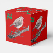 クリスマスロビンとアイビー葉のイラストレーション フェイバーボックス (裏面サイド)