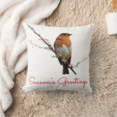 クリスマスロビンオンツリーブランチ クッション (ブランケット)