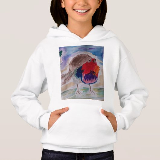 クリスマスロビンキッズフード付きスウェットシャツ (正面)