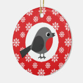 クリスマスロビンスノーフレークレッド セラミックオーナメント (左)