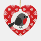 クリスマスロビンスノーフレークレッド セラミックオーナメント (裏面)