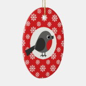 クリスマスロビンスノーフレークレッド セラミックオーナメント (右)
