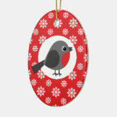 クリスマスロビンスノーフレークレッド セラミックオーナメント (左)