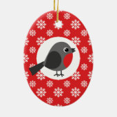 クリスマスロビンスノーフレークレッド セラミックオーナメント (裏面)