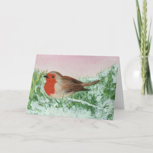 クリスマスロビンハンド色彩の鮮やか シーズンカード (正面)