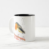 クリスマスロビンバードウィンタースノークリスマスフェスティバル ツートーンマグカップ (正面左)