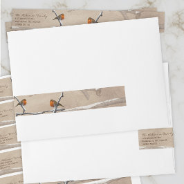 クリスマスロビンバードラップのまわりに住所 シール ラップアラウンド宛名ラベル