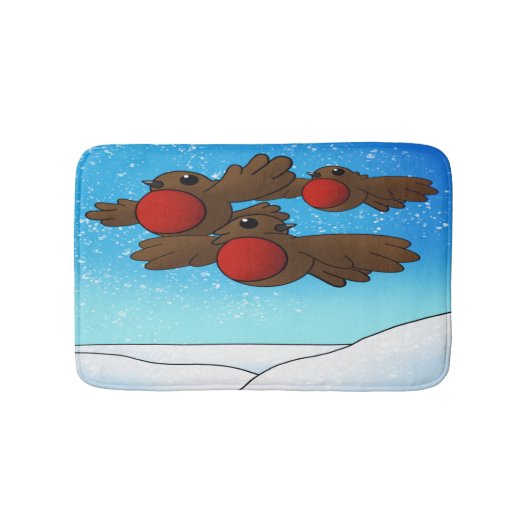 クリスマスロビンバード バスマット (正面)
