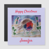 クリスマスロビンパーソナライズされたマグネットクリスマスカード (正面/裏面)