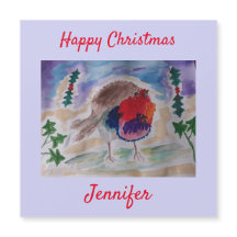 クリスマスロビンパーソナライズされたマグネットクリスマスカード