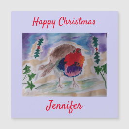 クリスマスロビンパーソナライズされたマグネットクリスマスカード