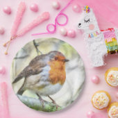 クリスマスロビンレッドバストウィンターウォーターの色 ペーパープレート (パーティー)