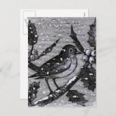 クリスマスロビンヴィンテージ版木、銅版、版画 シーズンポストカード (正面/裏面)