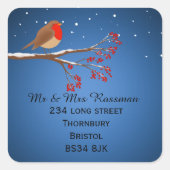 クリスマスロビン住所ステッカーの変更 スクエアシール (正面)