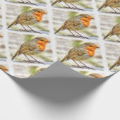 クリスマスロビン冬の水の色 ラッピングペーパー (角)