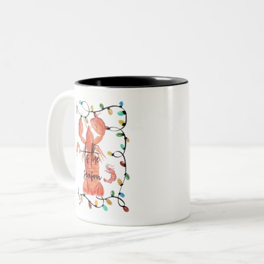 クリスマスロブスタークロウフィッシュ甲殻類の水色 ツートーンマグカップ (正面左)