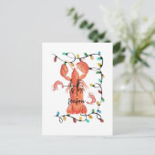 クリスマスロブスタークロウフィッシュ甲殻類の水色 ポストカード (スタンド正面)