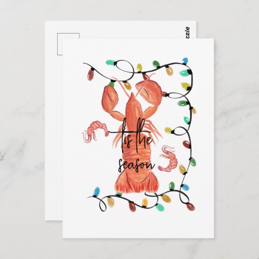 クリスマスロブスタークロウフィッシュ甲殻類の水色 ポストカード (正面/裏面)