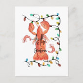 クリスマスロブスタークロウフィッシュ甲殻類の水色 ポストカード (正面)