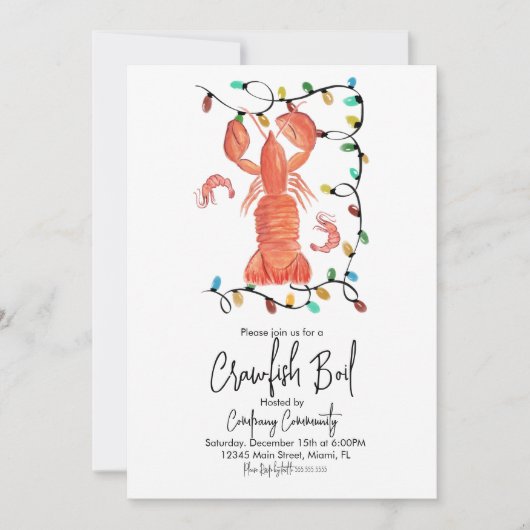 クリスマスロブスタークロウフィッシュ甲殻類フライヤー 招待状 (正面)