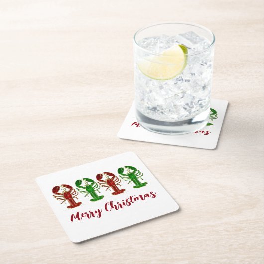 クリスマスロブスター休日 スクエアペーパーコースター (インサイチュ)