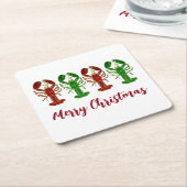 クリスマスロブスター休日 スクエアペーパーコースター (アングル)