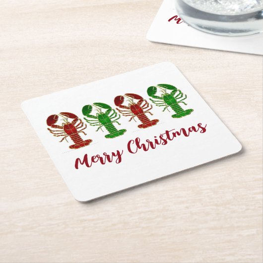 クリスマスロブスター休日 スクエアペーパーコースター (アングル)