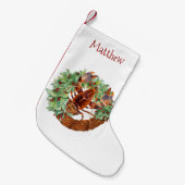 クリスマスロブスター甲殻類モノグラム スモールクリスマスストッキング (正面 (吊り時))