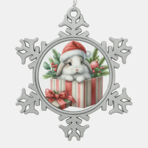 クリスマスロプバニーウサギ スノーフレークピューターオーナメント