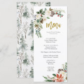 クリスマスロマンチック素朴な冬のウェディングメニュー メニュー (正面/裏面)