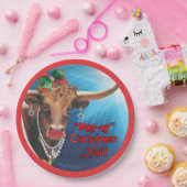 クリスマスロングホーン牛の紙パーティープレート ペーパープレート (パーティー)