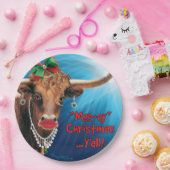 クリスマスロングホーン牛の紙プレート ペーパープレート (パーティー)