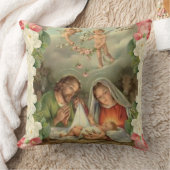 クリスマスローズのベビーイエス・キリストセントジョーゼフ、メリーの天使 クッション (ブランケット)