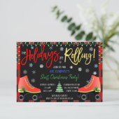 クリスマスローラスケートで滑るパーティの招待状 招待状 (スタンド正面)