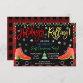 クリスマスローラスケートで滑るパーティの招待状 招待状 (正面/裏面)