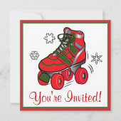 クリスマスローラースケートで滑るパーティー 招待状 (正面)