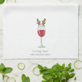 クリスマスワおもしろいイン注ぎ応援サンタの鹿 キッチンタオル (折り畳み)