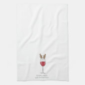 クリスマスワおもしろいイン注ぎ応援サンタの鹿 キッチンタオル (縦)