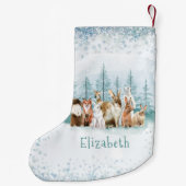 クリスマスワイルドアニマルズグリーンウォーターカスタムカラー スモールクリスマスストッキング (裏面)