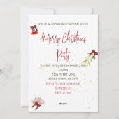 クリスマスワイルドフラワー金ゴールドツリーパーティの招待状 シーズンカード (裏面)