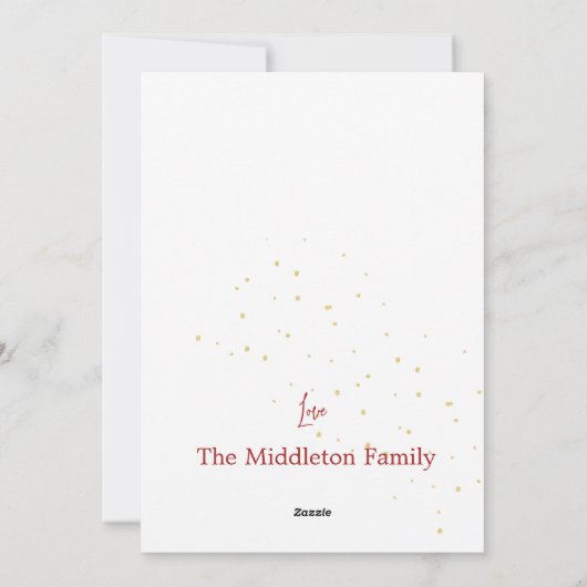 クリスマスワイルドフラワー金ゴールドレッドツリーグリーティング シーズンカード (裏面)