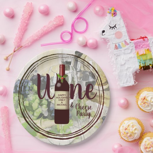 クリスマスワインとチーズのパーティー企業のイベント ペーパープレート (パーティー)