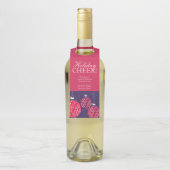 クリスマスワインのラベルは赤い青でパーソナライズされたある ボトルネックタグ (ボトル)