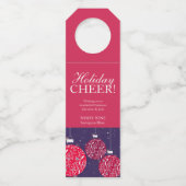 クリスマスワインのラベルは赤い青でパーソナライズされたある ボトルネックタグ (正面)