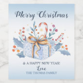 クリスマスワインボトルラベルブループレゼント ワインラベル (シングルラベル)